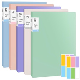 5 Pack A4 Display Books 20 Pockets Display Folders with Plastic Sleeves, A4 Document Folders with Plastic Pockets, Certificate Presentation Project Folders for Office, Home, School Business Reports