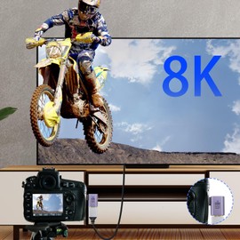 RIIEYOCA 90 Degree Right Angle UHD 8K Micro HDMI to HDMI Adapter, Standard 48Gbps High Speed 2.1 Extender Micro HDMI Male to HDMI Female Support 8K @ 60Hz, 4K @ 120Hz (2-Pack)