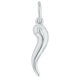 Jewelry America 14K White Gold Polished Dainty Mini Cornicello Horn Charm Pendant, White Gold