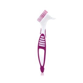 Purple Double Bristle Head Denture Brush Denture Cleaning Brush Portable Cleaning Brush False Teeth Brushes