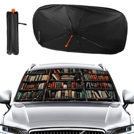 Buyidec Car Windshield Sunshade Umbrella Bookshelf Painting Foldable Car Windshield Sun Shade Cover Front Window Heat Insulation Protection Fit Most Vehicle 57 X 30 in