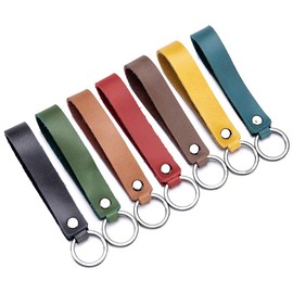 Aileder Leather Car Keychain Key Holder Real Leather Strap Valet Key Chain Keyring Key Fob Lanyard (7 Pcs Assorted Colors)