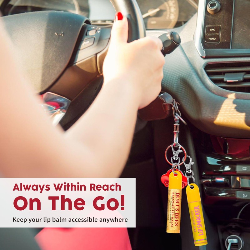 9 Pcs Keychain Cap - Chapstick Holder For Burt's Bees