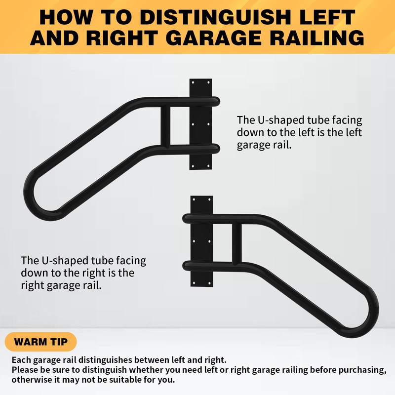 Right Side Wall Mounted handrail, Garge Door Stair Railing for