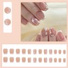 24Pcs Square French False Nails Tip, Short Press on Nails