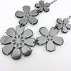 Firstmeet Shiny flower statement collar Necklace with earrings (XL-1104-Black)
