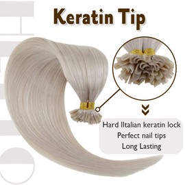 Hetto U Tip Blonde Hair Extensions Pre Bonded Nail Tip Hair Extensions Human Hair Keratin Extensions UTips Blonde Real Hair 18 Inch 50 Strands 50g