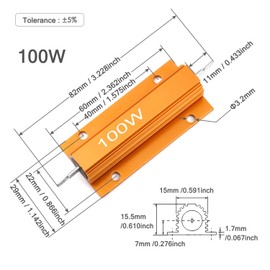 Chanzon 2pcs Wirewound Aluminum Shell Resistor 6 Ω ohm 100W ±5% Tolerance 6R Rohs Certified