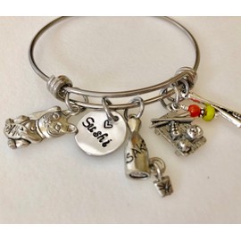 Sushi Bangle, Foodie Gift, Japanese Food Charm Bracelet, Sushi Lover, Sushi Addict, Japanese Lucky Cat, Maneki Neko Cat, California Roll Sushi, Adjustable.