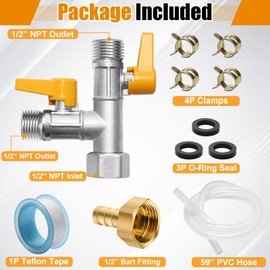 Anglecai RV Winterizing Kit, Brass RV Antifreeze Pump Kit for RV 3-Way by-Pass Valve Replacement Kit, RV Pump Converter Winterizing Part for Water System RV Full-Flow Winterizing Kit
