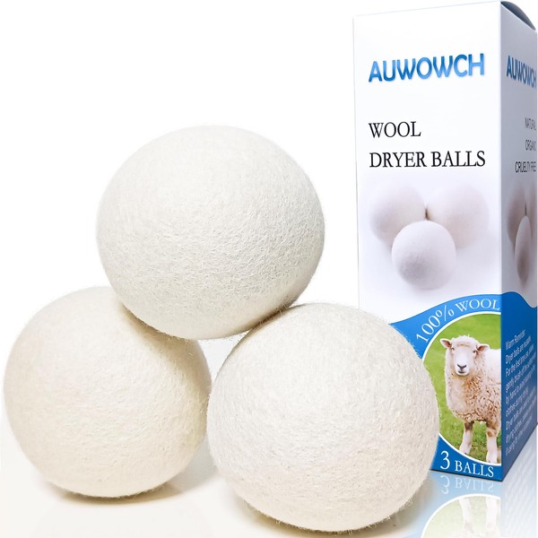 CHIAFFI Wool Dryer Balls, 3 Count XL Dryer Lint Balls,