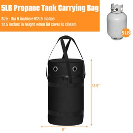 Kovshuiwe 600D Heavy Duty Propane Tank bag Fits Standard 5 lb Tank Cylinder, Outdoor Propane Tank Storage Cover with Stable Tabletop Feature UV Weather Resistant 9.06" Dia x 13.8" H