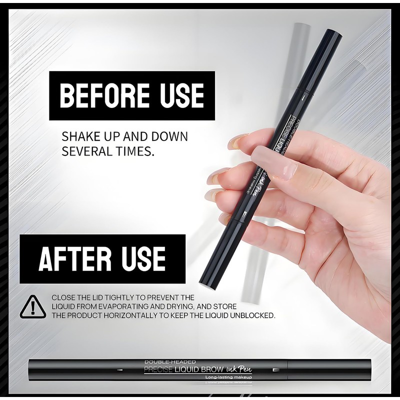 Microblading Brow Pen – Dual-Ended with Spoolie Brush – Long-Wear,