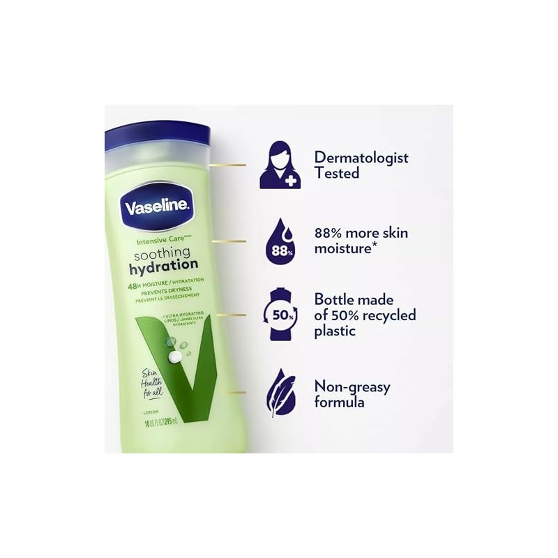 Vaseline Loción corporal calmante de aloe intensivo, 400 ml