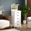 EKNKOZY Nightstand 5 Drawer Dresser with LED Lights, Charging Station,