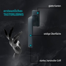 VOOXA Exclusive Aluminium Window Handle, Anthracite Grey RAL7016 (35 mm), Pack of 2, for Windows, Patio/Balcony Doors Made of Wood, Plastic or Aluminium, Tilt Function, Ergonomic, Comfortable Feel