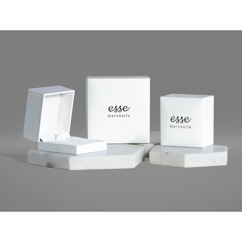 Esse Marcasite Sterling Silver Art Deco Flower Drop Leverback Earrings