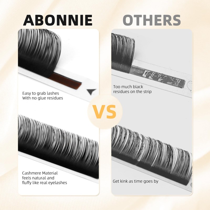 ABONNIE Classic Lash Extensions, Premium Individual lash extensions, 0.10 Thickness