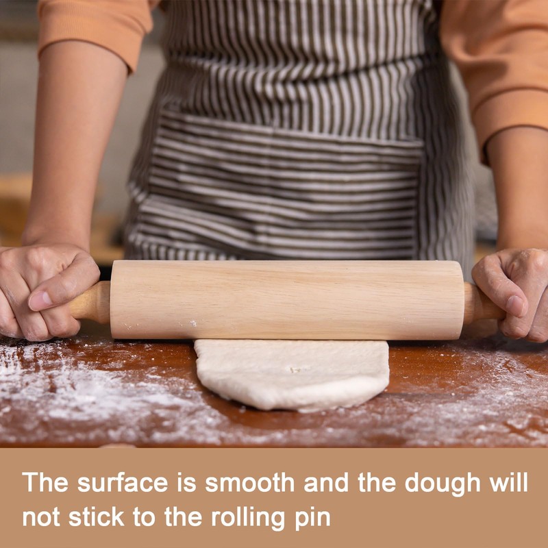 HARFINGTON Rolling Pin 11" x 1.1" Pointed Smooth Non-Stick Beech