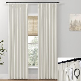 SHINELAND 132 Inch Tall Curtains,Linen Blackout Large Curtains for Windows Living Room