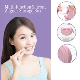 2 Pack Silicone Retainer Case with Vent Holes Lanyard Aligner Case Cute Portable Container Holder Night Guard Case for Travel Girl Women Men Kids (Pink+Blue)