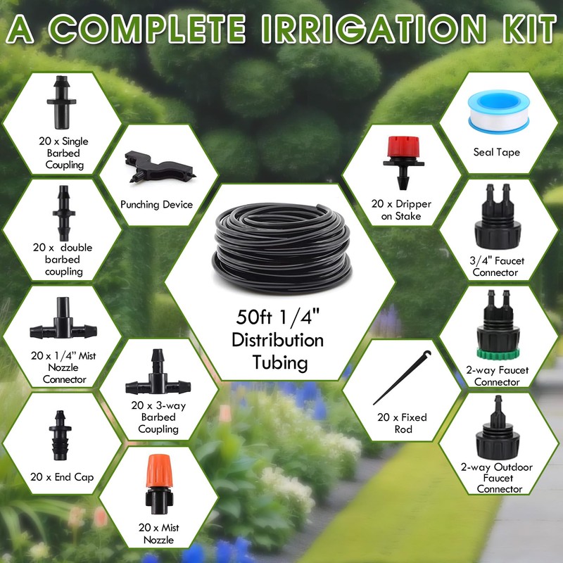 Flantor Drip Irrigation Kit, Drip Irrigation System for Garden with