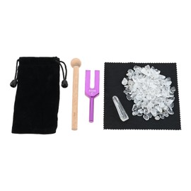 Dreld Tuning Fork Crystal Tuner 4096 Natural Crystal Tuning Fork Angel Door Crystal Tumbled Relaxation Healing Purification Set