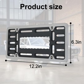 Mandark Car License Plate Bracket, Stainless Steel Vehicle Front Tag Holder Mounting kit with Screw Cap Cable Ties, Auto Tag Frame Mount Adapter Accessories, Universal for SUV, Truck (Black/Silver)