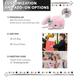 DolliBu Pink Whale Small Stuffed Animal with Silver Cross and Personalization - Religious Baptism Gifts for Boys, Girls, Dedication Christening Gifts Plush Prayer Toy Healing Teddy Bear - 7 Inch