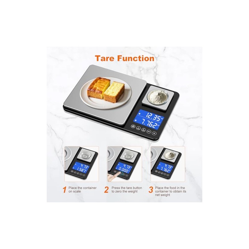 KUAIVO 0.001oz/33lbs Dual Platform Food Kitchen Scales Digital Weight Grams