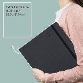 POPRUN Monthly Planner 2025-2026, 8.5'' x 11.25'', 13-Monthly Calendar (July 2025-July 2026) 15-Minute Hourly Appointment Book with Stair Tabs, Soft Cover, 100GSM Paper - Brown