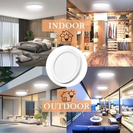 NOVELUX 7in Flush Mount Ceiling Light Fixture Dimmable, Ultra-Thin Round Led Ceiling Light Fixtures Indoor & Outdoor Damp-Rated for Kitchen, Bathroom, Hallway, Bedroom, Toilet, Basement White 3 Pack