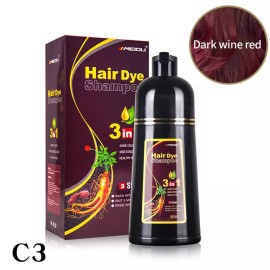 MEIDU 500ML Black Hair Dye Shampo Instant Color QR Code Authenticity - Dark Wine Red