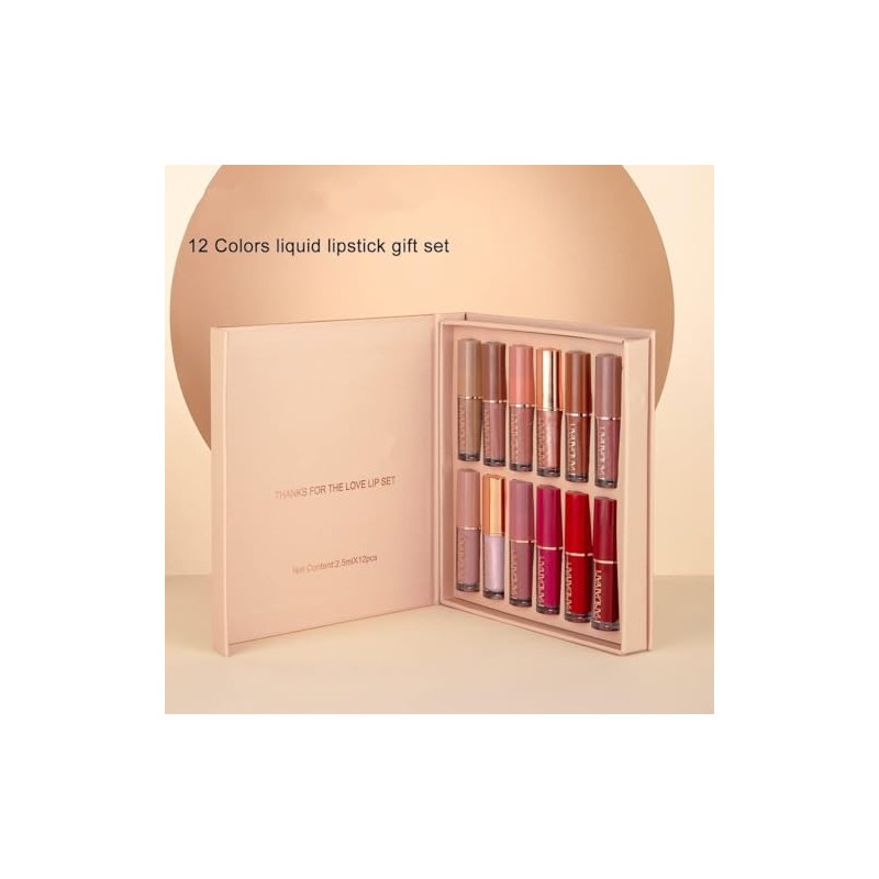 10Pcs Lápiz Labial Líquido con 2 Glitter Labial Set de