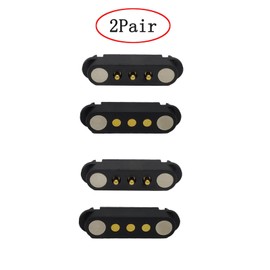 2 Pair Magnetic Pogo Pin Connector, 2/3/4/5P 2A Pogopin Magnetic Connector Male+Female 2.54/2.5 MM Through Holes Spring Loaded Connectors DC Power Socket DC Power Charge Probe Connector (3Pin), black