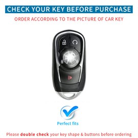 CARFIB for Buick Key Fob Cover 5 Button Soft TPU Key Fob Case with Shiny Key Chain Compatible with Buick Encore GX Regal TourX Car Remote Cute Girly Key Protector White Silver