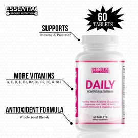 Essential Sports Nutrition Multivitamins for Women Supplement-Includes Biotin -Vitamin A- Energy and Immune Support, to Improve Blood Circulation, Skin, Hair & Nails