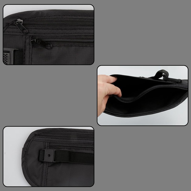 Vanyibro Hidden Money Belt for Travel,Secure Passport Wallet with Anti-Theft