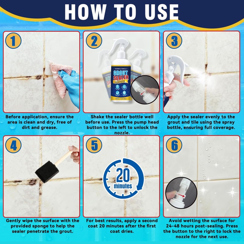 Grout Sealer, Waterproof Grout Sealer for Shower Floor Tile, Long