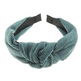 Womens Girls Wide Top Knot Knotted Winter Turban Evening Corduroy Soft Fabric Headband Alice Band Hair Band Vintage Look Wedding Boho Party Christmas Birthday (Emerald Green)