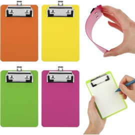 Bewudy Paquete de 4 Portapapeles Pequeños de 4 x 6 Pulgadas, Mini Portapapeles de Bloc de Notas, Portapapeles de Plástico Tamaño Carta con Clip de