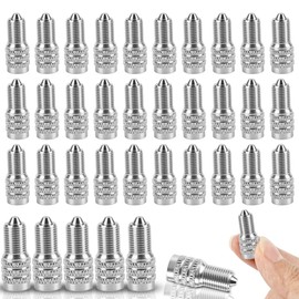 40 Pcs Double Seal Valve Stem Caps Inflate Tire Valve Flow Through Tires Air Cap Metal Valve Cap Bulk for Van Trailers Semi Trailer Boats