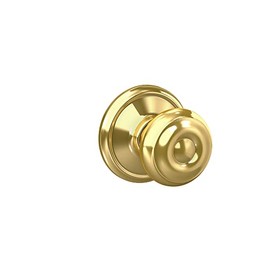 Schlage F10 V GEO 605 Georgian Door Knob, Hall & Closet Passage Lock, Bright Brass