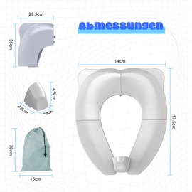 SURFOU Foldable Toilet Seat Children's Toilet Seat Attachment On the Go Seat Reducer Toilet Seat for Kids, Toilet Attachment for Children from 1 2 3 4 Years, Travel Mobile Baby Child Seat Grey