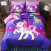 JQinHome Unicorn Full Bedding Sets for Girls Kids,8 Piece Bed