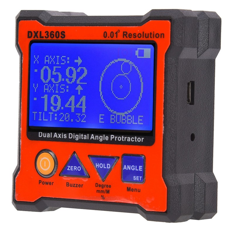 DXL360S Digital Protractor High Accuracy Single/Double Axes LCD Display Level