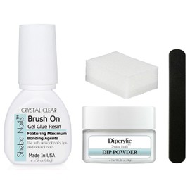 SHEBA NAILS Dip Emergency Repair Kit - Brush On Dip Base, Clear Dip Powder, Buffer and File - Perfect Fix For Fast Repairs - Great For Natural Nails - DIY Purse Emergency Nail Kit