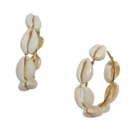 B Jewelry Collection Playa Cowrie Shell 2" Hoop Earrings, Natural