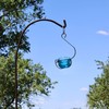 Backyard Essentials Bluebird Feeder, Blue Bubble Glass Ornate Bird Feeder
