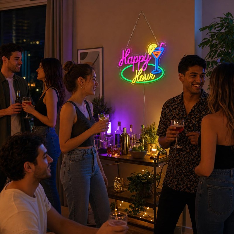 Chordwave LED Bar Sign – Happy Hour Neon Bar Sign
